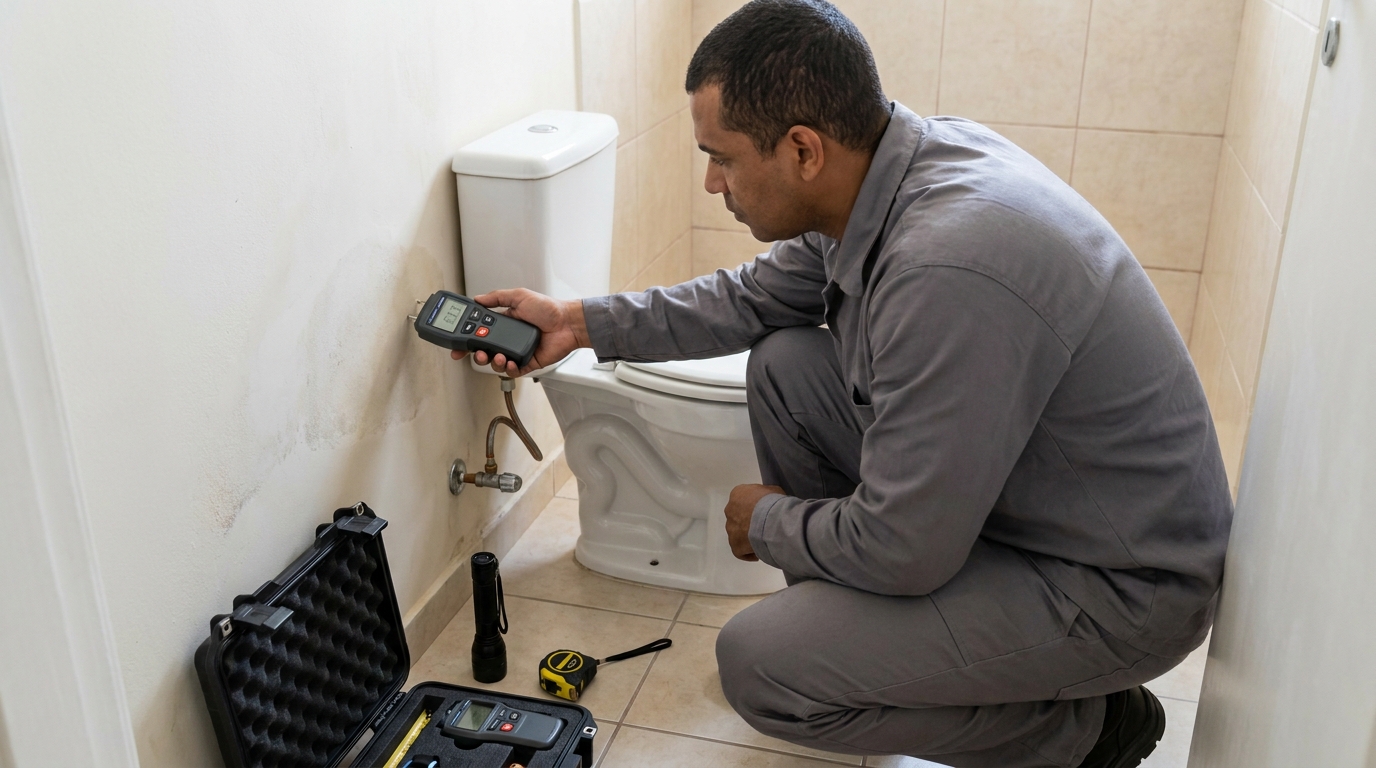 Técnico de caça vazamento em residência em Marília‑SP
